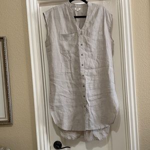 The Shanty Corp Linen Shift Button Dress